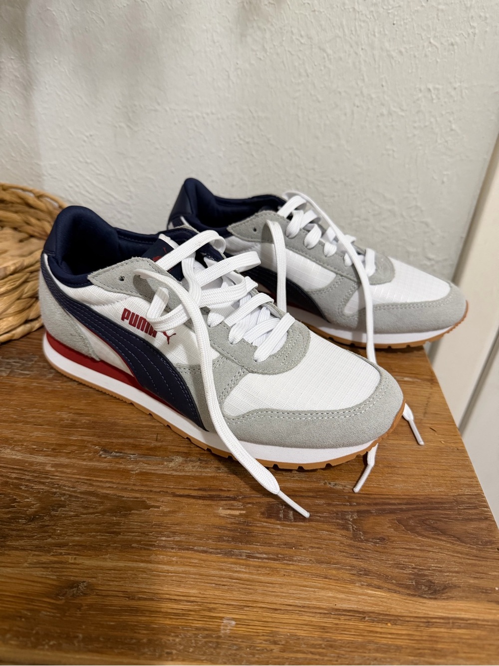Puma White / Navy / Gray Retro Runner Sneakers